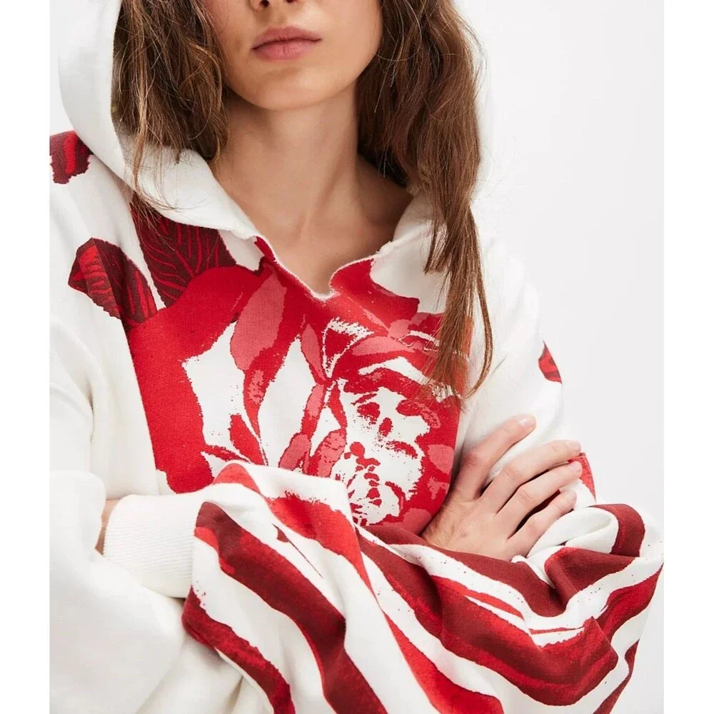 Free People We The Free It's A Vibe Placed Print Hoodie Top Oversized S 288598